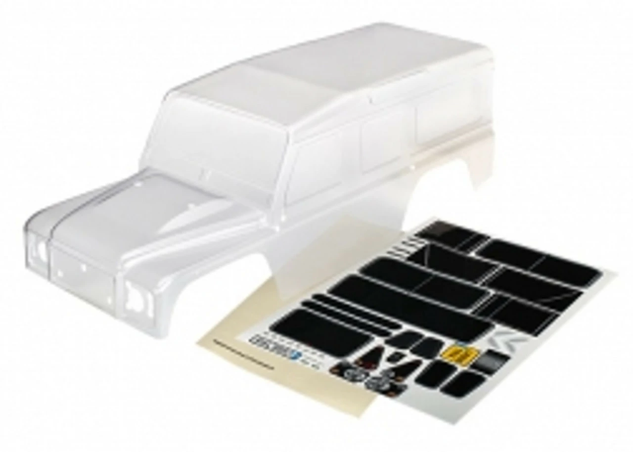 TRA8011 TRAXXAS Body, Land Rover Defender (clear, Trimmed, Requires Painting)/ Window Masks/ Decal Sheet 3 TRA8011 TRAXXAS Body, Land Rover Defender (clear, Trimmed, Requires Painting)/ Window Masks/ Decal Sheet